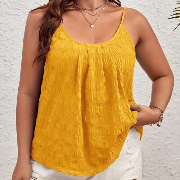 Women's Plus Size Textured Solid Ruched Cami Top - Picture 2 of 5